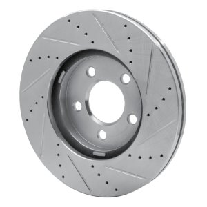 Ford Crown Victoria Brake Rotor (1) - Front Left - R1 Concepts - Drilled & Slotted - Silver - `03-`11